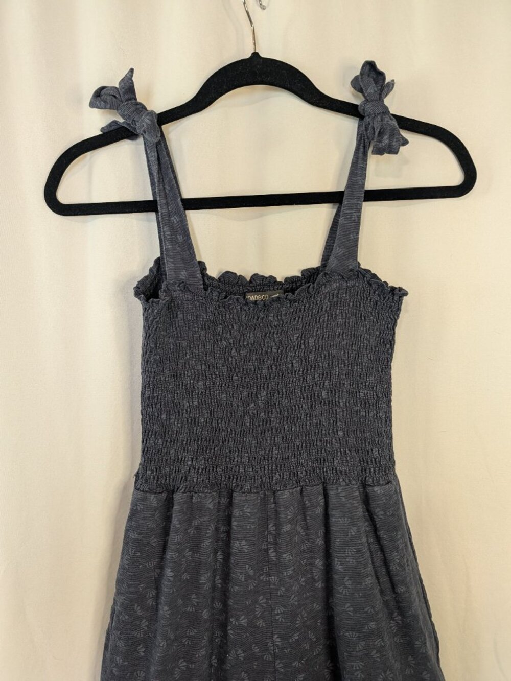 Toad&Co Gemina Sleeveless Smocked Wide Leg Tie Shoulder Jumpsuit Navy Small S - Picture 5 of 10